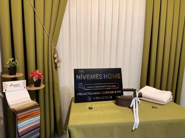 NİVEMESHOME KETEN TREND MASA ÖRTÜSÜ YEŞİL APM - Resim 4