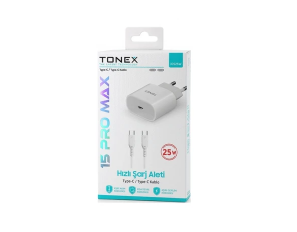Tonex İOS25W Type-c To Type-c 25W  Yeni Nesil Şarj Cihazı