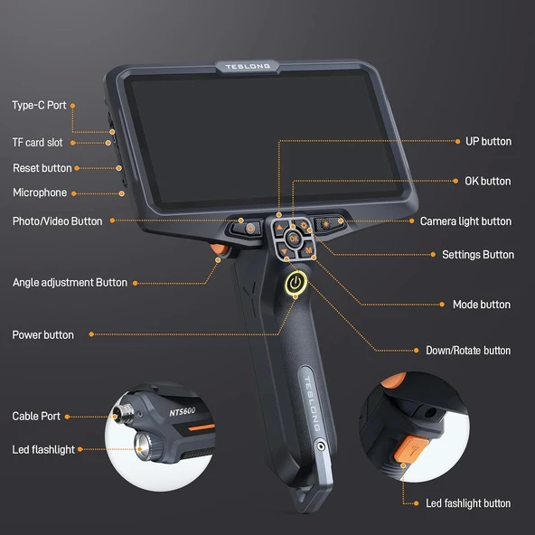 Teslong Ultra İnce 3.9 mm Endüstriyel Endoskop - 6 Inc - 1.5m Kablo - 7