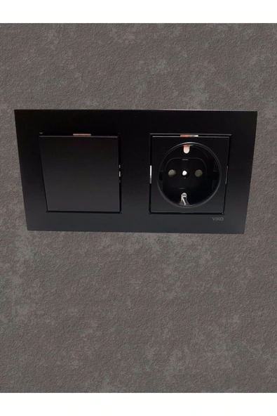 Viko Viko Novella Siyah 2'Li Set Anahtar-Topraklı Priz Çocuk Korumalı ürün görseli 1