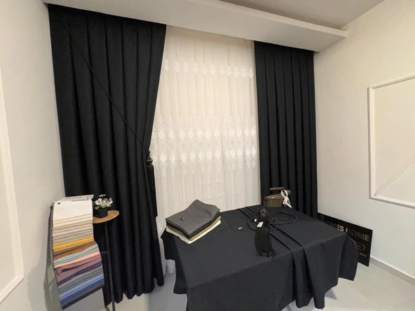 NİVEMESHOME KETEN TREND MASA ÖRTÜSÜ SİYAH  APM - 3