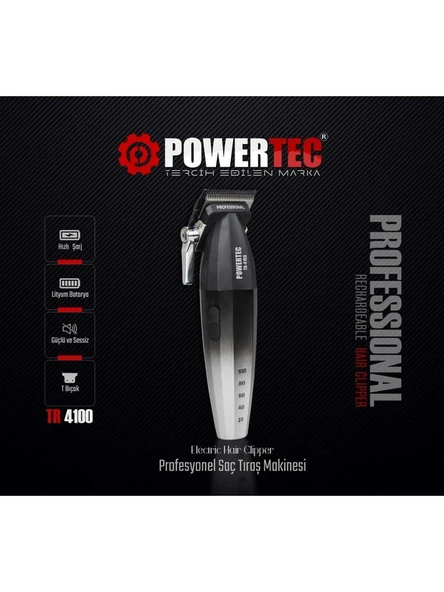 POWERTEC TR-4100 Tam Profesyonel Yeni Nesil Saç Tıraş Makinesi Yenilenen Kutu Içeriği ürün görseli 1
