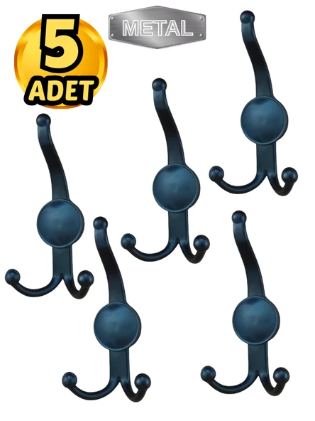 Metal Boncuk Portmanto Askısı Siyah Duvar Tipi – 5’li ürün görseli