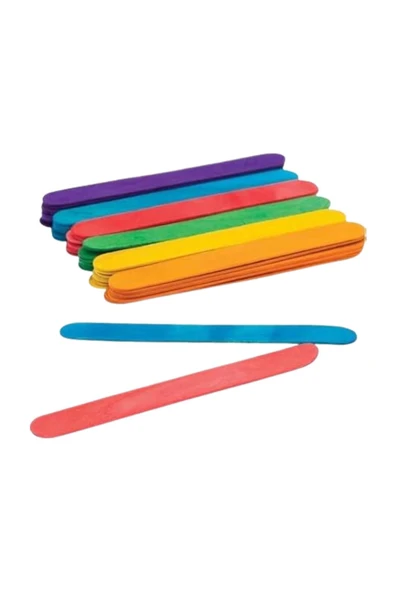 Fapatech Ahşap  Renkli İnce  Dil Çubuğu 50 Adet -Proje Maket  Çubuğu - Resim 2