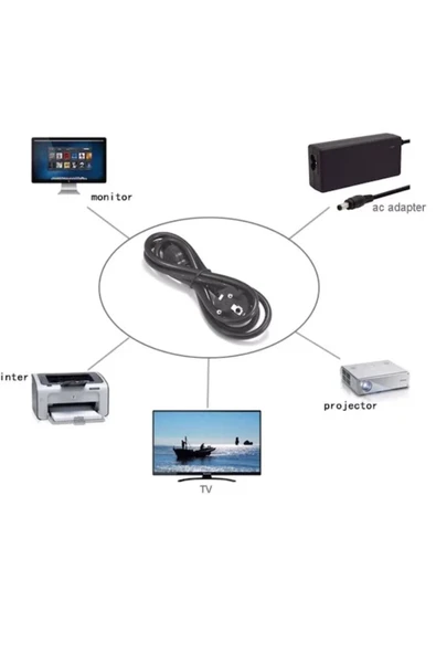 Fapatech Notebook PC Laptop Güç Power Adaptör Kablosu 1 Metre - Resim 2