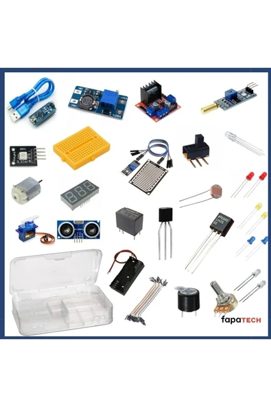 Fapatech Arduino Nano Temel Elektronik Süper Proje Seti - Organizer Kutulu - 1