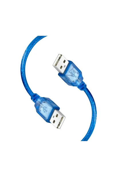 Fapatech USB 2.0 Erkek To Erkek Data Ve Şarj Kablosu Mavi 50cm - Resim 3