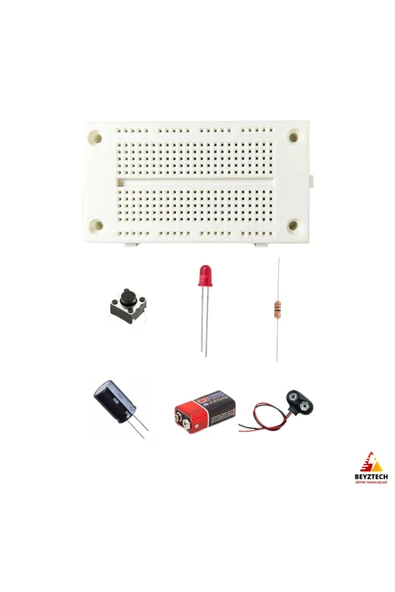 Fapatech Push Buton LED Devresi Temel Elektronik Devre Eğitim Seti / E-Pdf İçerikli