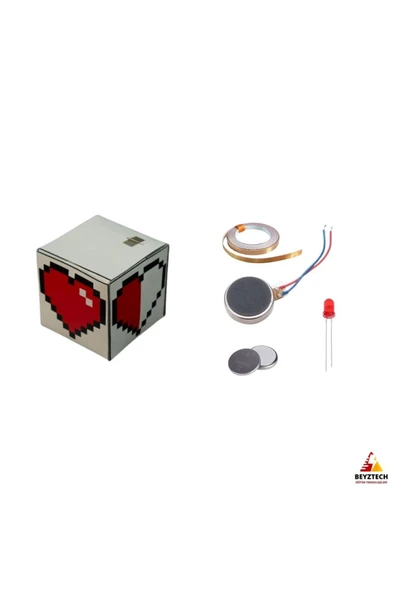 Fapatech Origami 8-Bit Kalp Küp Kağıt Devre Kendin Yap Seti –STEM Eğitici-E- Pdf içerikli - Resim 3