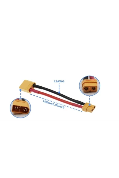 Fapatech XT90 Erkek XT60 Dişi Dönüştürme Bağlantı Adaptör Kablosu 20CM 12 AWG 600W - Resim 4