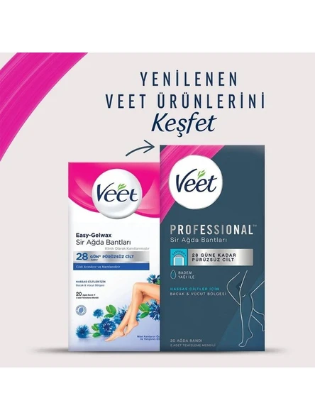 Veet Sir Ağda Bantları Professional Hasas Ciltler Için Bacak ve Vücut Bölgesi 20 Li - Resim 2