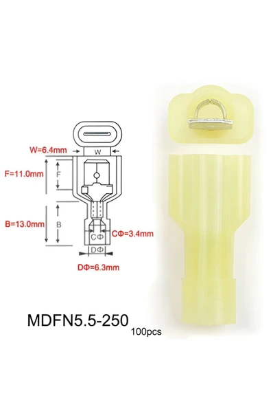 Fapatech Mdfn5.5-250 – Erkek Tam Izolasyon Birleşmesi Sarı - 10 Adet