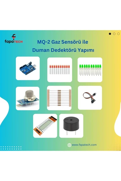 Fapatech Arduino ile MQ-2 Gaz Sensörü ile Duman Dedektörü Proje Seti/ E-Pdf İçerikli - Resim 2