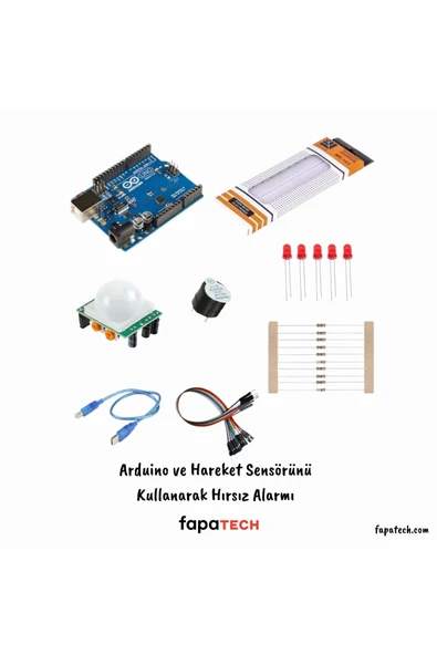 Fapatech Arduino Pır  Hareket Sensörünü Kullanarak Hırsız Alarmı Proje Seti/ E-Pdf Devre Şemalı İçerikli - Resim 3