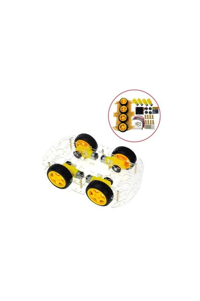 Fapatech Arduino Araba Gövdesi 4WD Çok Amaçlı Mobil Robot Araba Platformu + 4lü Pil - Resim 2