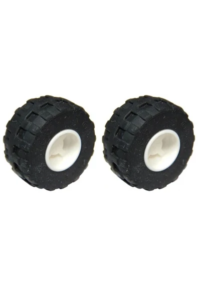 Fapatech Technic Aksesuar Custom Moc Tire 24 x 12 R Siyah Büyük Boy Balon Tekerlek Beyaz 2 Jant - Resim 2