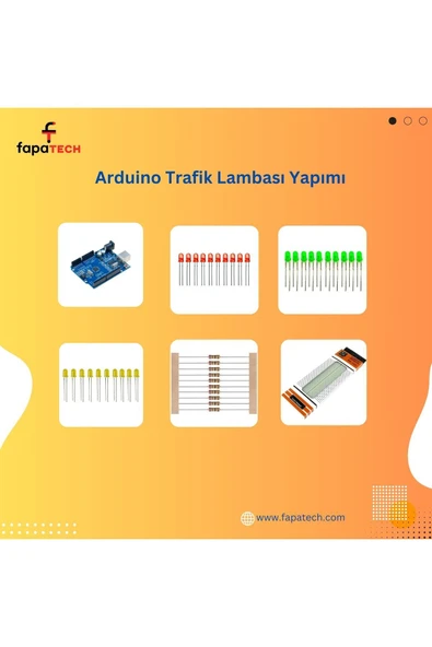 Fapatech Arduino İle Trafik Lambası Yapım Proje Seti - E-Pdf İçerikli - 2
