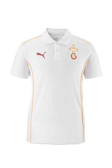Galatasaray Orijinal Lisanslı Polo Yaka Beyaz Antrenman 5 Yıldızlı T-Shirt - Resim 5