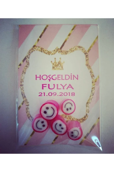 ŞEKERCİYAŞAR Baby Shower - Mevlit - Sünnet - Doğum Günü Pembe Gülenyüz Bebek Şekeri 50 Adet - 1
