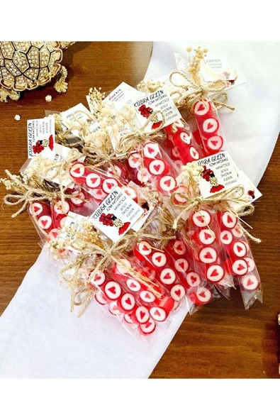 ŞEKERCİYAŞAR Kırmızı Kalp Düğün, Nişan, Kına, Doğum Günü Şekeri 100 Adet - Resim 2