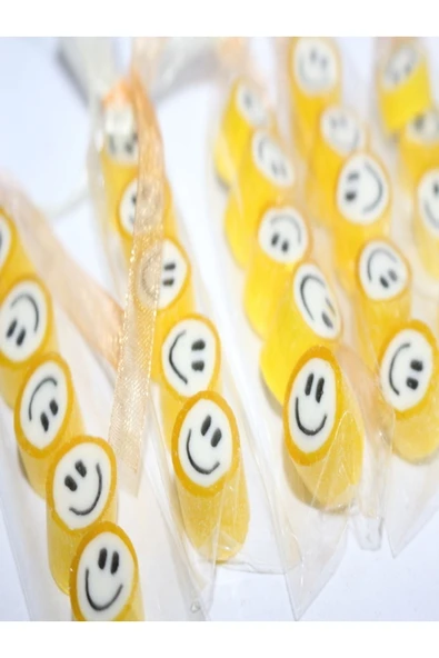 ŞEKERCİYAŞAR Sarı Gülen Yüz Parmak Lolly 12 Adet ürün görseli