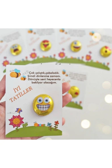 ŞEKERCİYAŞAR İyi Tatiller- Okul- Çocuk- Karne Emoji Çikolata Hediyesi 10 Adet