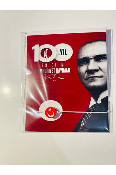 ŞEKERCİYAŞAR Kırmızı 100. Yıl Temalı 29 Ekim Özel Okul - Öğrenci Kutlama Bileklik Hediye 30 Adet