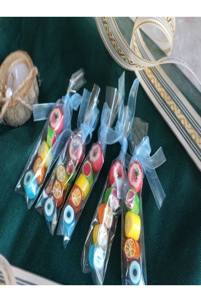 ŞEKERCİYAŞAR Çok Renkli Desenli Parmak Lolly Candy 50 Adet - Resim 5