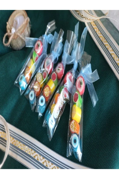 AYŞEKERLEME Çok Renkli Desenli Parmak Lolly Candy 12 Adet - 7