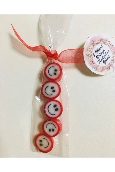 ŞEKERCİYAŞAR Kırmızı Gülenyüz Desenli Parmak Şeker 10 Adet ürün görseli