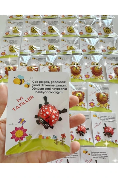 ŞEKERCİYAŞAR Uğur Böceği Çikolatalı İyi Tatiller- Okul- Çocuk- Karne Hediyesi 50 Adet