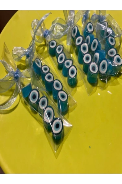 ŞEKERCİYAŞAR Mavi Nazar Boncuğu Parmak Lolly 100 Adet - 3