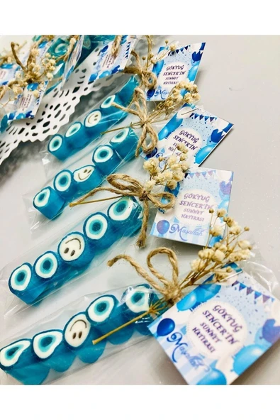 ŞEKERCİYAŞAR Mavi Nazar Temalı Doğum Günü, Babyshower, Düğün, Sünnet, Mevlüt, Yaş Günü Şekeri 100 Adet ürün görseli