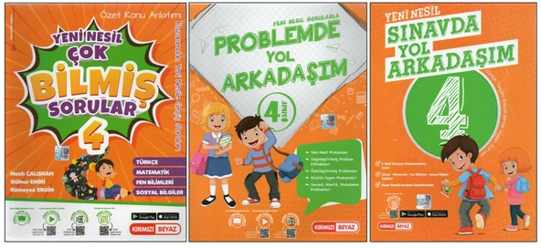 KIRMIZI BEYAZ 4. SINIF ÇOK BİLMİŞ SORULAR+PROBLEMDE YOL ARKADAŞIM+SINAVDA YOL ARKADAŞIM (3 KİTAP)