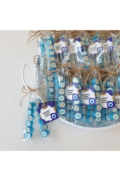 ŞEKERCİYAŞAR Nazar Desenli Düğün, Babyshower, Doğum Günü, Mevlit, Nişan Şekeri 50 Adet - 2