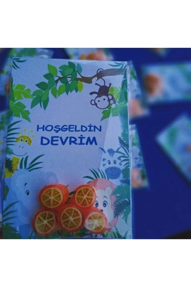 ŞEKERCİYAŞAR Portakal Desenli Özel Bebek, 1 Yaş, Doğum Günü, Kutlama, Okul Şekeri 25 Adet