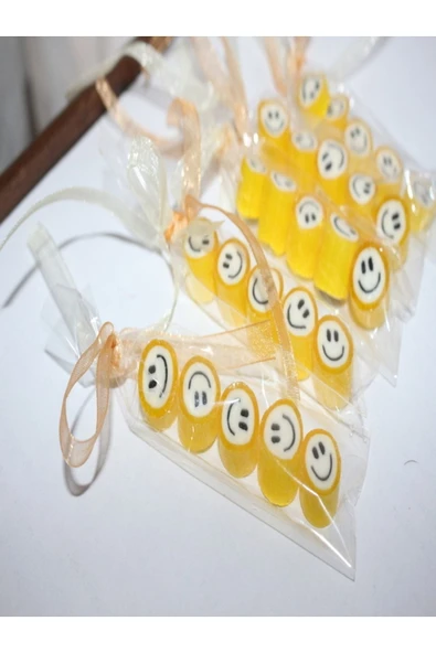 ŞEKERCİYAŞAR Sarı Gülen Yüz Parmak Lolly 12 Adet - Resim 5