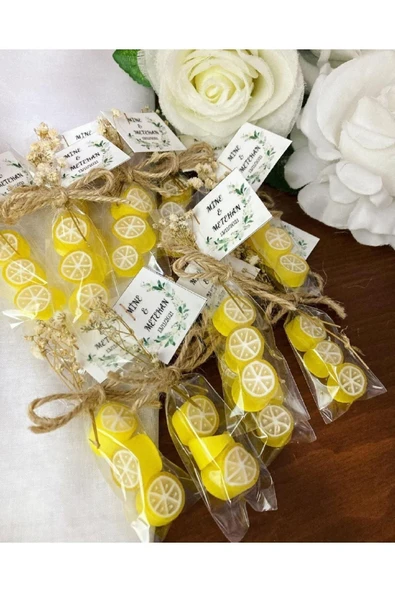 ŞEKERCİYAŞAR 3'lü Limon Temalı Doğum Günü, Babyshower, Düğün, Sünnet, Mevlüt, Yaş Günü Şekeri 10 Adet ürün görseli