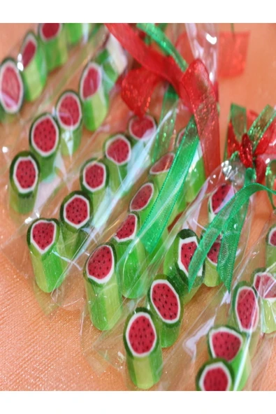 ŞEKERCİYAŞAR Karpuz Desenli Parmak Lolly Candy 12 Adet - 1