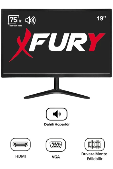 FURY 19" Geniş Ekran 75 Hz 5ms DAHİLİ HOPARLÖR Sesli Led Monitör - 5