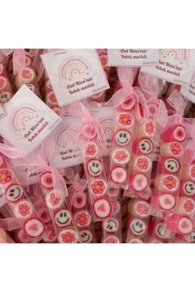 ŞEKERCİYAŞAR Pembe Temalı Babyshower, Mevlit Doğum Günü, Düğün, Nişan Şekeri 100 Adet - 1