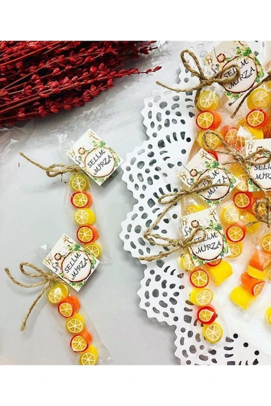 ŞEKERCİYAŞAR Turuncu Temalı Doğum Günü, Babyshower, Düğün, Sünnet, Mevlüt, Yaş Günü Şekeri 100 Adet - 1