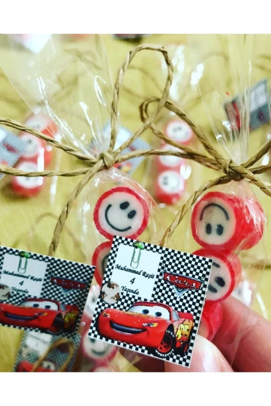 ŞEKERCİYAŞAR Kırmızı Gülenyüz Desenli Parmak Şeker 25 Adet - Resim 2