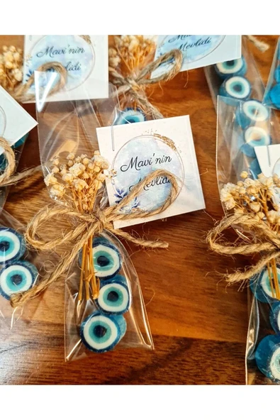 ŞEKERCİYAŞAR Nazar Desenli Düğün, Babayshower, Doğum Günü, Mevlit, Nikah, Nişan Şekeri 100 Adet ürün görseli