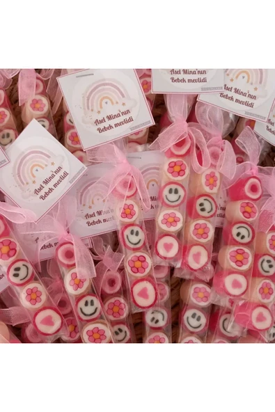 ŞEKERCİYAŞAR Pembe Temalı Babyshower, Mevlit Doğum Günü, Düğün, Nişan Şekeri 10 Adet ürün görseli