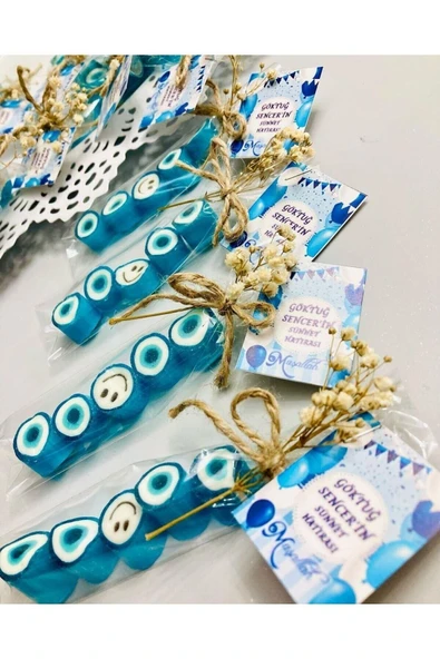 ŞEKERCİYAŞAR Mavi Nazar Temalı Doğum Günü, Babyshower, Düğün, Sünnet, Mevlüt, Yaş Günü Şekeri 25 Adet - 1