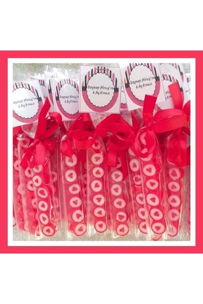 ŞEKERCİYAŞAR Kırmızı Kalp Parmak Şeker 100 Adet ürün görseli