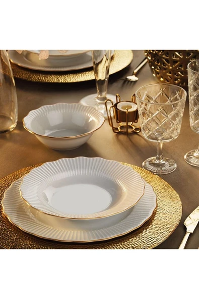 Porland Frilly Altın Yaldız 18 Parça 6 Kişilik Yemek Takımı ürün görseli 1