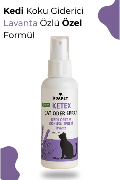 KorPet Kedi Ortam Koku Giderici Sprey - Ketex Doğal Lavanta & Bitkisel Formül (100 ML) - 1