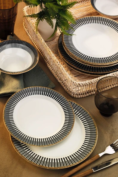 Porland Marjia 24 Parça Yemek Takımı Siyah - 2